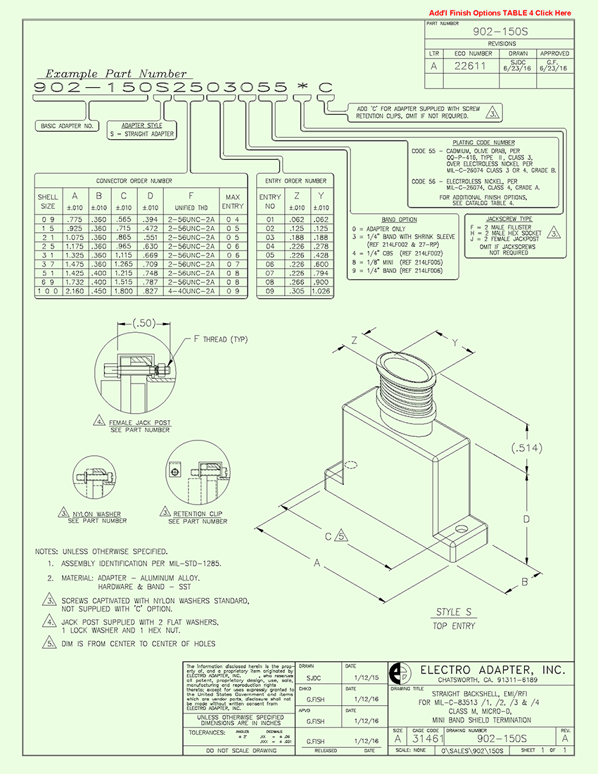 Electro Adapter: 902-150S, 901-344, 3140, Micro D Rectangular ...